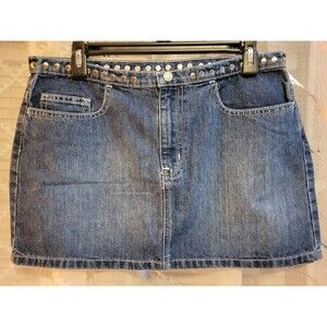Studded Denim Jean Mini Skirt Women’s 9/10 Ralph Lauren Punk Metal Edgy Rock